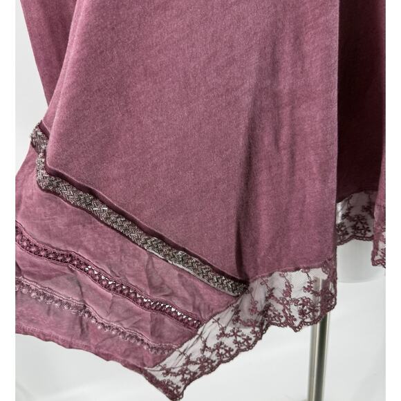 Dantelle Mauve Purple Womens Tunic Top Size XL Asymmetrical Hem Lace Embellished - Picture 2 of 6